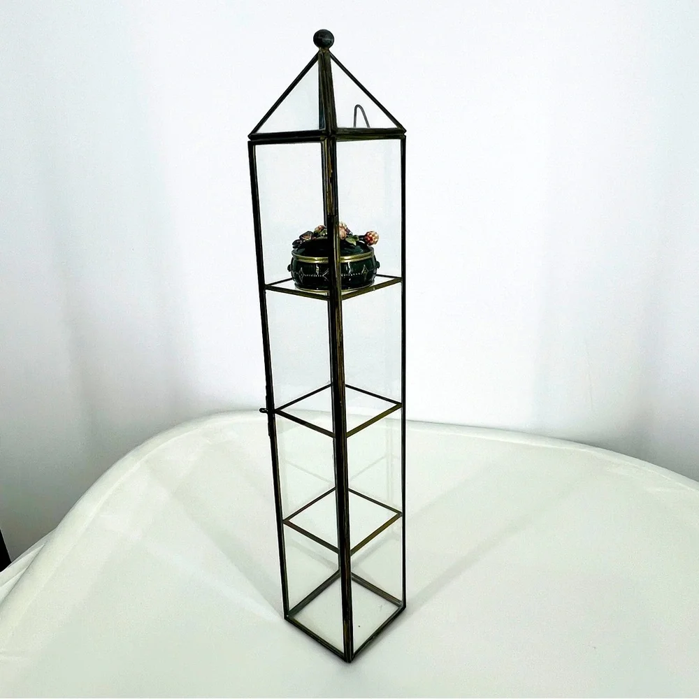 Vintage Brass & Glass Curio Cabinet 18